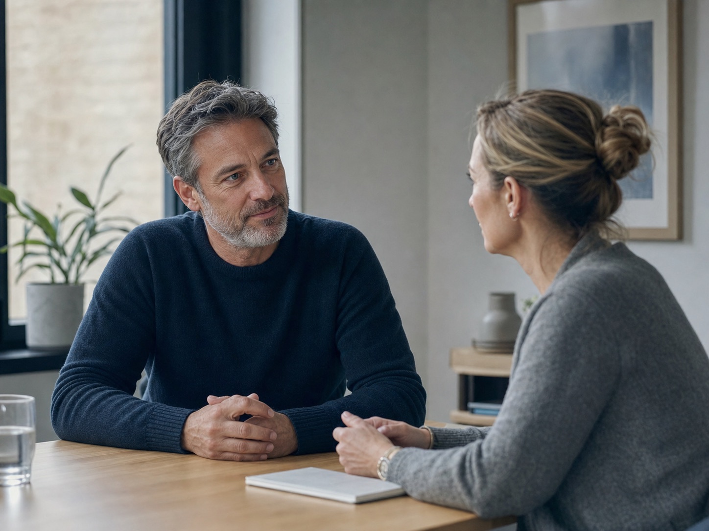 A participant speaking with a clinical research coordinator